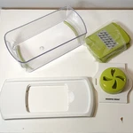 Sharper Image Manual Food Slicer Set, Interchangeable Blades, Green/white, 5PC. Fixed Price $19.95.