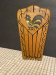 Vintage Wooden Knife Block With Hand Painted Rooster Holds Five Knives Wall Hang. Fixed Price $17.95.