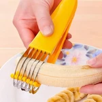 Banana Slicer Curved Handle Stainless Steel Blade Kitchen Knife For Cutting Frui. Fixed Price $12.89.