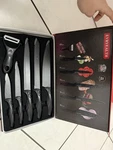 Evryealth SG-9200 6-PIECE Kitchen Knife Set With Peeler, Stainless Steel, Black. Fixed Price $23.00.