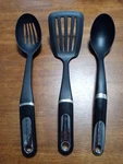 Kitchenaid Classic 3 Slotted Spatula & Spoons Black Chrome Handle Xl- Cond.. Fixed Price $16.80.