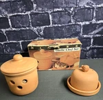 Vintage Terra Cotta Garlic Baker Roaster New Box Boston Warehouse 1993. Fixed Price $14.95.