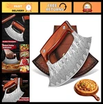 Mezzaluna Pizza Cutter Full Tang Rocker Knife With Sheath For Kitchen, Bbq, Ca. Fixed Price $89.99.