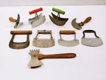 9X Vintage Mezzaluna Knives Cutting Chopping Slicing Kitchen Tools Knife. Fixed Price $229.00.