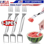 1-3 Watermelon Slicer Cutter 2-IN-1 Fork Stainless Steel Fruit Cutting Artifact. Fixed Price $10.49.