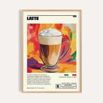 Italian Latte Coffee Print Retro Drink Recipe Poster For Kitchen Dining Room. Fixed Price $85.77.