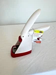 Chef'n Hand Held Slicer, Strawberry Slicester, Updated Design, Cherry/meringue. Fixed Price $29.99.