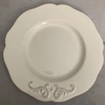 Sur Table Baroque 9" Salad Plate Embossed Scroll Scalloped Edge Euc. Fixed Price $18.99.