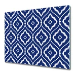 Glass Chopping Board Porcelain Indigo Persian Ikat Blue And White Photo 60X52. Fixed Price $54.99.