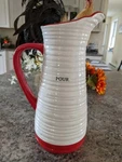 Wayfair Floor 9 Large 12.5 Pour Water/tea Pitcher Vase Rare Red Handle Nice!. Fixed Price $20.30.