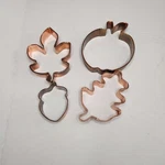 Copper Cookie Cutters Autumn Fall Harvest Leaf Leaves Apple Acorn SET/4 Vtg Read. Fixed Price $17.99.