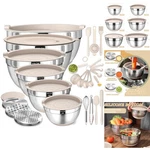 26PCS Stainless Steel Mixing Bowls Set Airtight Lids Non-slip Kitchen Gadgets. Fixed Price $53.95.