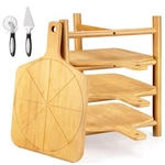 4 Pcs Pizza Peel Set With Stand, Smooth Paddle & Cutting Board, 8 Slice.... Fixed Price $83.48.