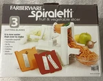 Farberware Fruit/vegetable Slicer Spiraletti Three Cutting Blades Open Bx. Fixed Price $20.00.