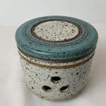 Vtg 1970 J. Wells Studio Art Pottery French Style Stoneware Garlic Keeper Jar. Fixed Price $89.99.