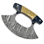 Custom Handmade Damascus Ulu Knife- 5.5" Alaskan Pizza Cutter Mezzaluna Knife.... Fixed Price $65.65.