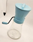 Vintage Androck Nut Chopper Blue Plastic Top Glass Jar 9-344 Made Usa. Fixed Price $12.35.