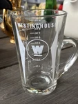 Rare Vintage Westinghouse Advertising Clear Glass Measuring Cup With Handle 5". Fixed Price $19.00.