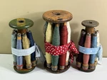 Vintage Lot Of 25 Industrial Wooden Yarn Spools & Thread Bobbins -B44. Fixed Price $89.99.