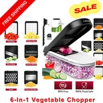 6-IN-1 Vegetable Chopper, Cheese Slicer, Mandoline With Container, Durable&white. Fixed Price $31.19.