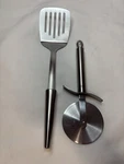 Oneida Stainless Steel Spatula And Pizza Cutter Set, Silver, 2 Pieces. Fixed Price $25.00.