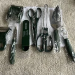 8 Piece Kitchen Set. Green. Bottle/can Opener Cake/pie Knife Tweezers Egg Slicer. Fixed Price $9.96.