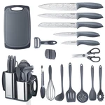 Raxco Cooking Utensils SET,18-PIECE Damascus Texture Knifes And Kitchen Gadge.... Fixed Price $51.76.