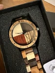 Inverted Geometric Wood Watch Creative Quartz For Men Hand Beige&brown. Fixed Price $47.30.