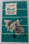 Vintage 1950S Rival Protect-o-matic Food Slicer Manual Teal Mcm. Fixed Price $30.00.