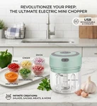 Mint Green Usb Rechargeable Electric Garlic Chopper Stainless Steel Blade Mini. Fixed Price $10.00.