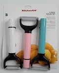 Kitchenaid 3 Pieces Set Aqua White Pink New Y-peeler Juilenne Serrated. Fixed Price $21.99.