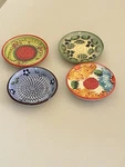 4 Ceramica Espanola Hand Made Colourful Raised Design Garlic Grater Zester Spain. Fixed Price $75.00.