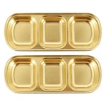 Ounona Stainless Steel Seasoning Dish 3-COMPARTMENT Sauce Tray For Kitchen Bbq. Fixed Price $17.50.