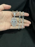 925 Sterling Silver Big Hamsa Hand Talisman Evil Eye Pendant Figaro Chain 26 30. Fixed Price $550.00.