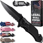 Good Worker Edc Pocket Knife 2.95" Serrated Blade With Glass Breaker & Cutter. Fixed Price $15.29.
