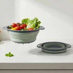 Foldable 1-PIECE Silicone Strainer Set For Washing Fruits & Vegetables Durable. Fixed Price $11.00.