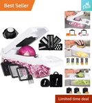Effortless Vegetable Prep: 16-IN-1 Slicer With Storage Container & Hand Guard. Fixed Price $49.99.