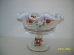 Fenton French Opalescent Strawberry Compote 7429 Sf. Fixed Price $65.00.