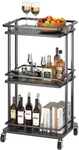Stylish 3-TIER Rolling Bar Cart Versatile Kitchen & Living Room Storage (black. Fixed Price $72.99.