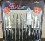 Ginsu 2000 Deluxe 10-PIECE Knife Set Serrated Stainless Steel Black Handle. Fixed Price $39.79.