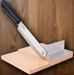 Kitchendao Slicer Cutter 7" 3CR13 Steel Blade Plastic Handle Wooden Base. Fixed Price $29.89.