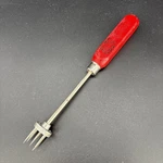 Vintage Red Wood Handle Chip Ice Cube Crusher Tool Spring Action Chopper. Fixed Price $17.99.