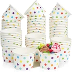 Paper Ice Cream Cups 4 Oz 50 Pack Disposable Dessert Bowls For Hot Cold Foods. Fixed Price $10.99.