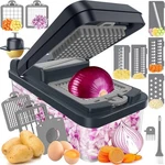 12-IN-1 Vegetable Chopper, Kitchen Gadgets With 7 Blades, Gray. Fixed Price $26.34.