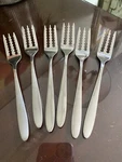 6 Superior Stainless Serrated Edge Forks, Cutting Fork, Flatware Fruit Salad. Fixed Price $17.50.