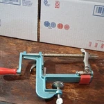Manual Metal Apple Peeler Corer Slicer Blue Red Handle Fruit Kitchen Tool. Fixed Price $8.38.