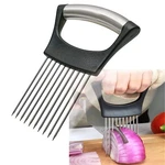 Qpey Onion Holder Slicer Stainless Steel Kitchen Cutter Tool Black. Fixed Price $12.99.