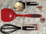 Lot Of 3 Betty Crocker Red Spatula Egg Beater & Pizza Slicer Kitchen Utensils. Fixed Price $9.76.