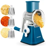 Nutrichef 3 In 1 Cheese Grater & Shredder Strong Suction Base, 9.45", Blue. Fixed Price $27.84.
