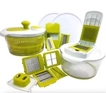 10-IN-1 Multi-use Salad Spinner With Slicer, Dicer And Chopper Megachef Lids. Fixed Price $42.79.